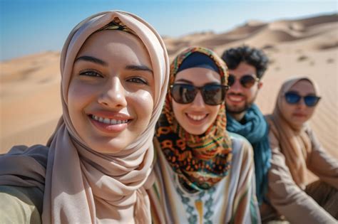 Portrait Of Friends Visiting The Luxurious City Of Dubai Ai Generated
