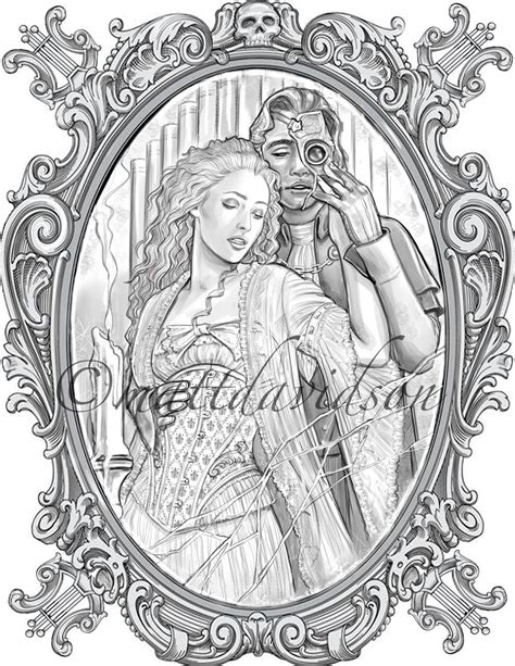 Phantom Of The Opera Adult Colouring Page Victorian Etsy