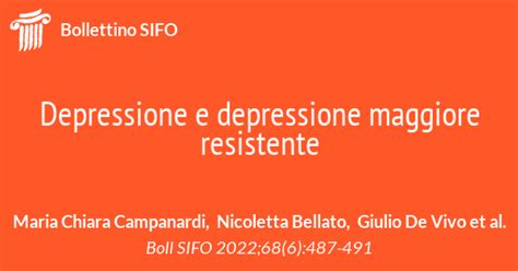 Depressione E Depressione Maggiore Resistente Bollettino Sifo