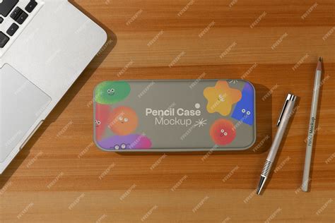 Premium Psd Pencil Case Mock Up Design With Office Supplies