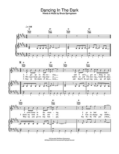 Bruce Springsteen "Dancing In The Dark" Sheet Music for Guitar Chords ...