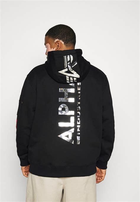 Alpha Industries Back Print Hoody Print Hoodie Black Chromezwart