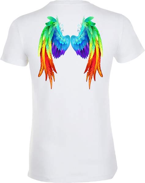 Dames T Shirt Regenboog Vleugels Love For All Gay Pride Regenboog LHBTI Wit Bol