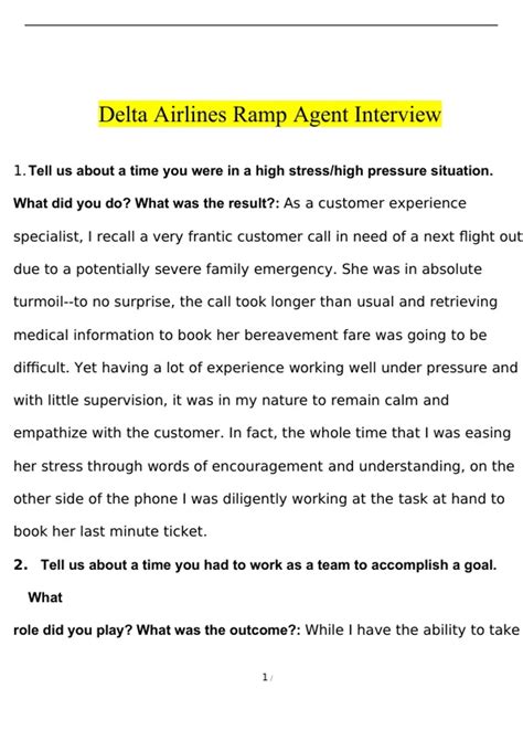 Delta Ramp Agent Interview Questions