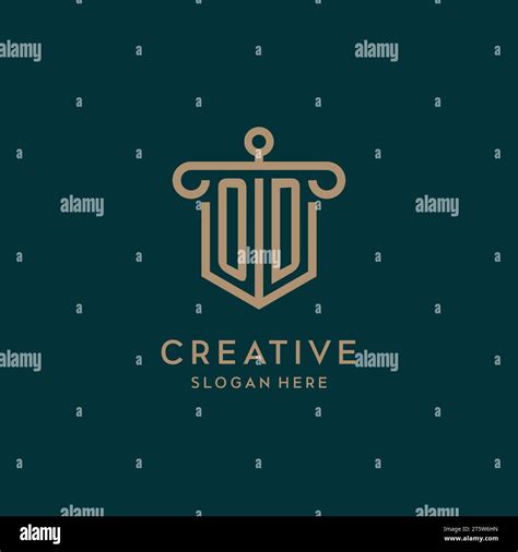 OD Monogram Initial Logo Design With Shield And Pillar Shape Design