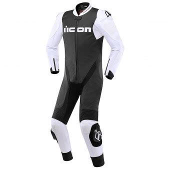 Motorrad Lederkombi ICON Hypersport CE Suit Black White Zum Bestpreis