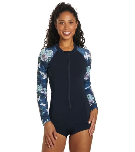 Finz Womens Boyleg Long Sleeve One Piece Swimsuit At