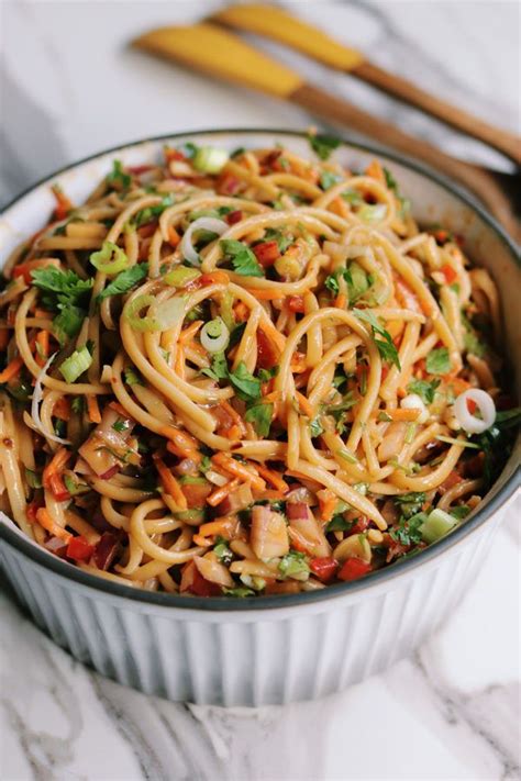 Thai Noodle Salad With Sesame Peanut Sauce Recipe Thai Noodle Salad