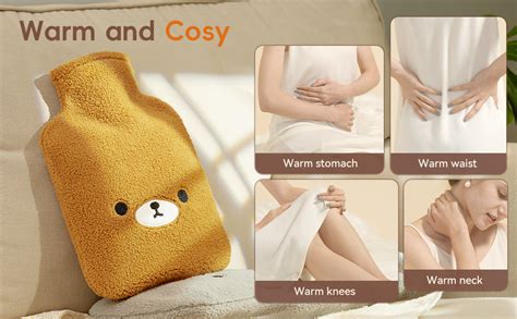 Samply Hot Water Bottle With Cute Fleece Cover Hot Water Bag For Hot And Cold Compress Hand