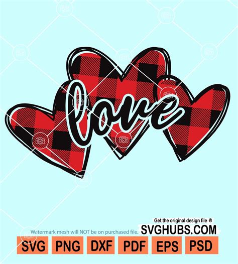 Buffalo Plaid Hearts Svg Love Svg Buffalo Plaid Pattern Svg Love