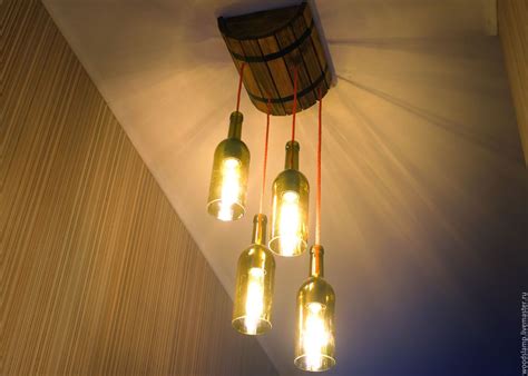 Лампа потолочная в виде бочки и винных бутылок 'В гостях у Бахуса ...