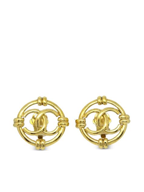 CHANEL Pre Owned 1993 CC Clip On Earrings Farfetch