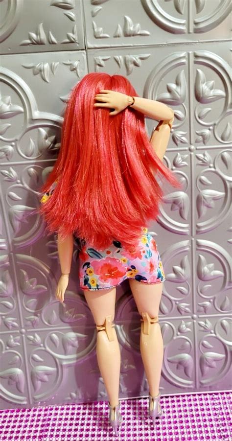 Nude Hybrid Barbie Doll Curvy Red Hair Made To Move Body Ooak