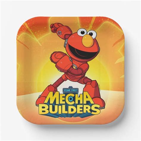 Sesame Street Mecha Builders Elmo Paper Plates Zazzle Sesame