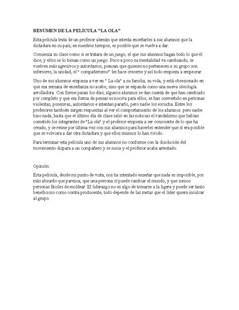 Reflexion De La Pelicula La Ola 7