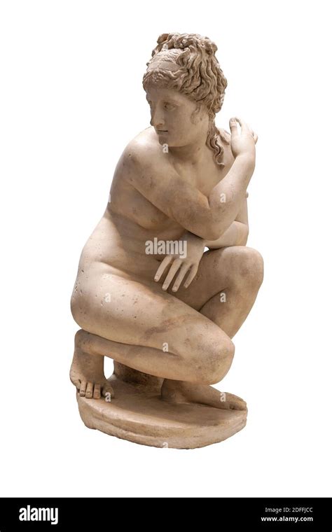 Ancient Greek Statue Of A Nude Woman Or Goddess Isolated On A White Background With Clipping