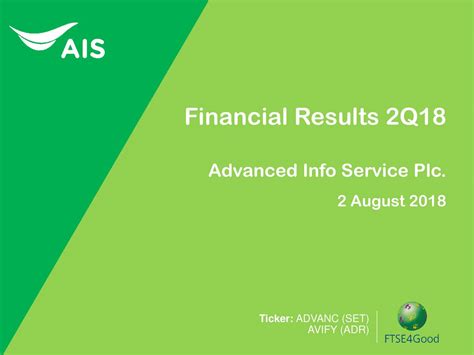 Advanced Info Service Public Co Ltd Adr 2018 Q2 Results Earnings