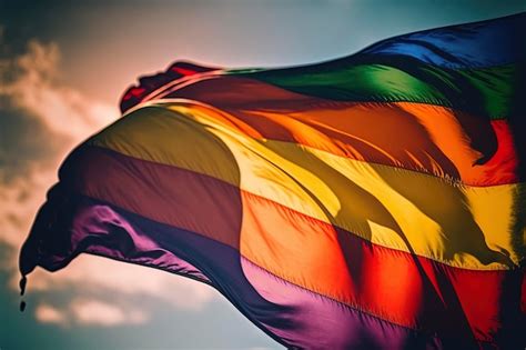 Premium Photo Gay Pride Rainbow Flag Fluttering Backlit In Bright Sunny Sky Aigenerated