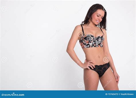 Woman In A Black Lingerie On The White Background Stock Photo Image Of Beauty Underpants