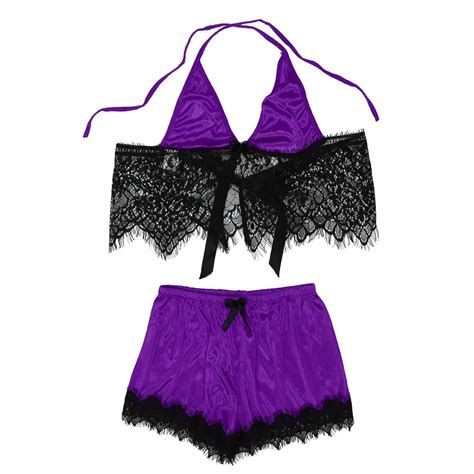 Youyedian New Arrive Sleep Lingerie Babudoll Set Female Satin Bowknot Bra Sexy Lingerie Soft