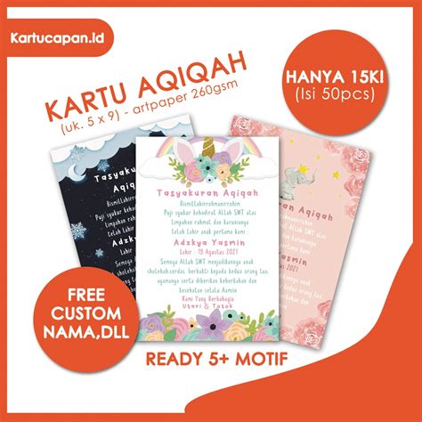 Jual (50PCS) Kartu Ucapan Aqiqah / Stiker Tasyakuran Aqiqah | Shopee