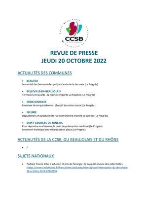 Calaméo Revue de presse du 20 octobre 2022