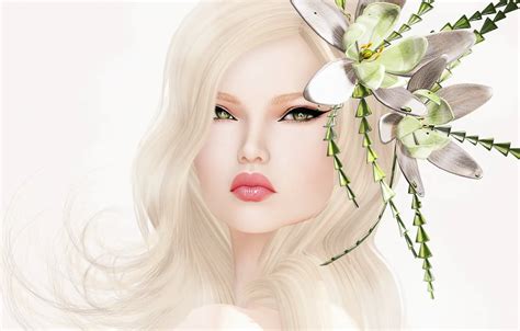 Wallpaper girl flowers face portrait blonde for mobile and desktop section рендеринг