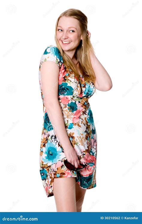 El Blonde Hermoso Encantador Pone La Rodilla Desnuda Foto De Archivo Imagen De Aislado