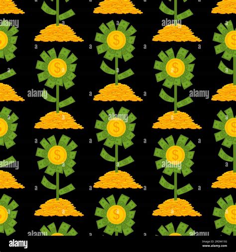 Money flower pattern seamless. Dollar plant background. Financial ...