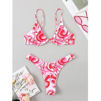 Emmiol Free Shipping 2025 Underwired Swirl Bikini Set Beetroot Purple M In Bikini Sets Online