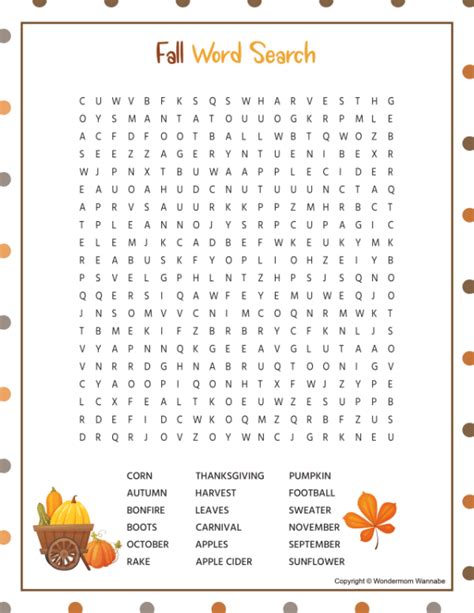 Fall Printable Word Searches