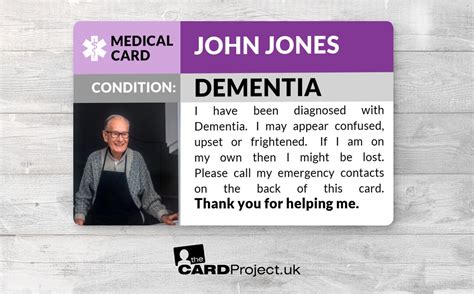 Dementia Photo Medical Id Card Dementia Awareness Alert Badge Etsy