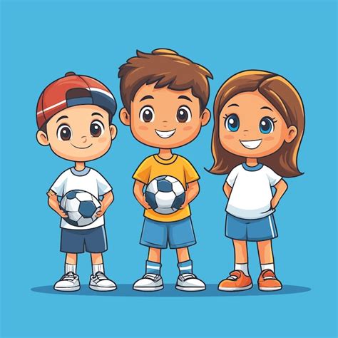 Primos Lindos Jugando Al Vector De Dibujos Animados Deportivos Vector