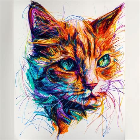 sketch cat portrait art print  stock photo public domain pictures
