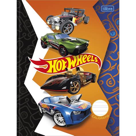 Caderno De Caligrafia Brochura Capa Dura Hot Wheels Folhas Tilibra