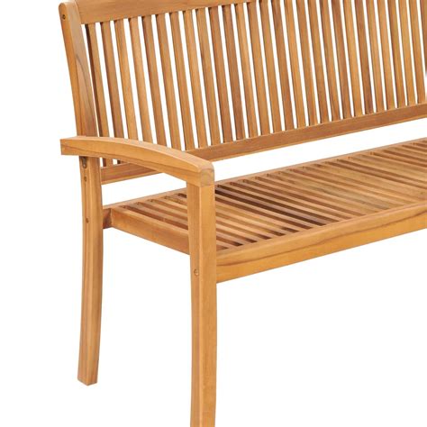 Stapelbare Gartenbank Mit Auflage 159 Cm Massivholz Teak Weddig