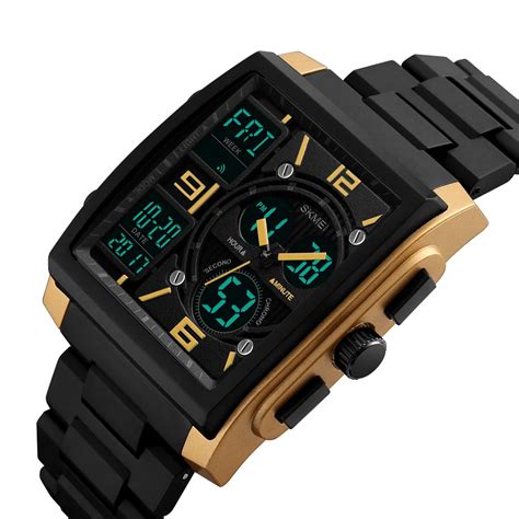 SKMEI Relojes de pulsera de cuarzo para hombre cronógrafo Digital Led