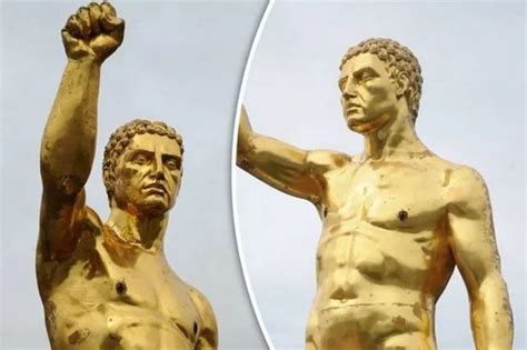 30ft Golden Statue Of Naked Man Moved After Row Over Planning Permission Wales News NewsLocker