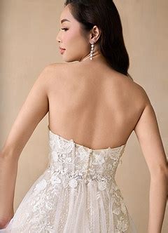 Azazie Seradine Diamond White Nude A Line Off The Shoulder Beading Dress Azazie