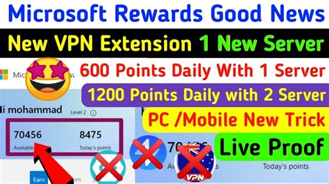 🤩microsoft Rewards New Vpn Extension Pc🤑600 Points 1 Server Daily🤩microsoft Rewards Vpn Trick