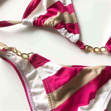 Vix Swim Sexy Stripe Brazilian Bottom Bikini Gold Chain S Poshmark