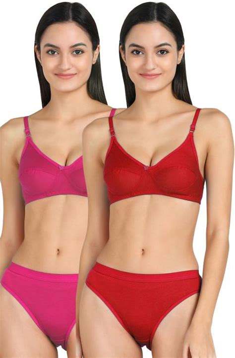 Buy Aamarsh Women Cotton Bra Panty Set For Lingerie Set Pack Of Color Pink Red