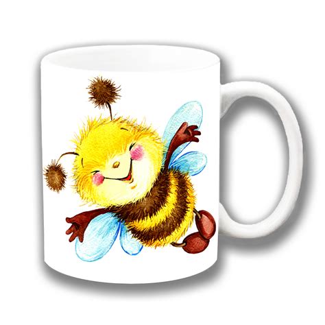 Bumble Bee Coffee Mug Cute Smiley Artistic Modern Ceramic