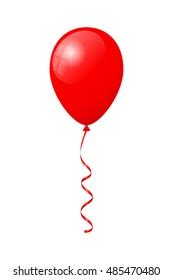 Vector Illustration Red Balloon Ribbon Stock Vector Royalty Free