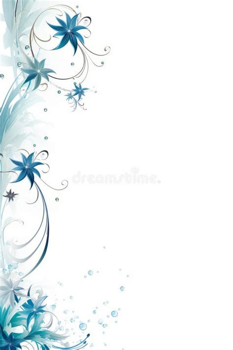 A Blue Floral Border on a White Background Stock Illustration ...