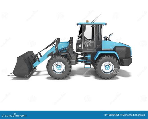 blue large road frontal loader side view  rendering  white