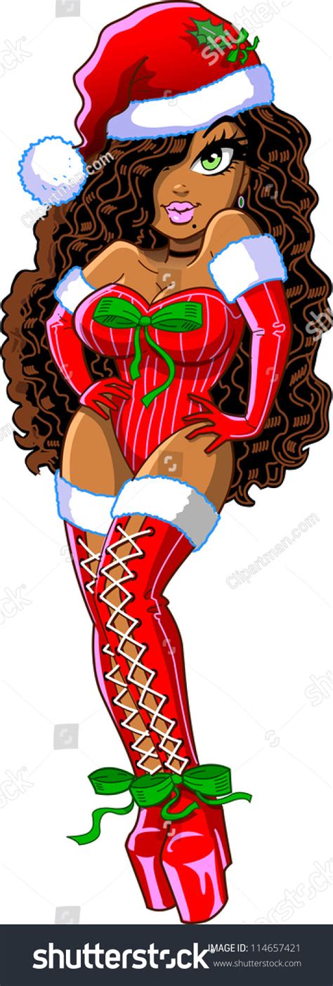 Sexy Black African American Christmas Girl Stock Vector Royalty Free 114657421 Shutterstock