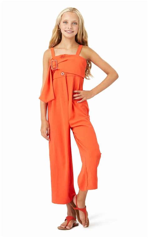 Habitual Girl Harlow Crepe Jumpsuit ~ Orange ⋆ Gypsy Girl Tween Boutique