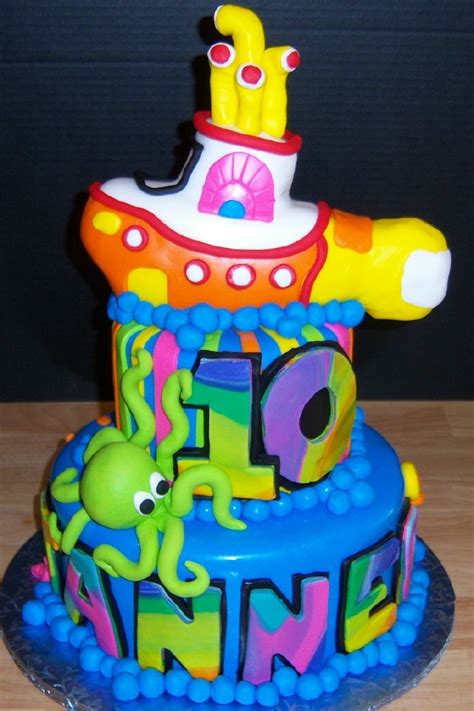 Yellow Submarine Cake By Slice Custom Cakes Beatles Cake Yellow