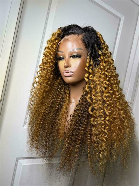 HD Lace Ombre Honey Blonde Curly Human Hair Lace Front Wigs丨JESSIE S WIG Jessie s Wig